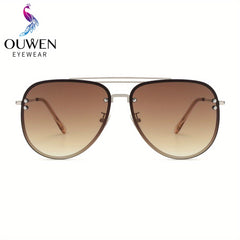 OUWEN Men's Oversized Sunglasses Brown Gradient Polarized UV Protection