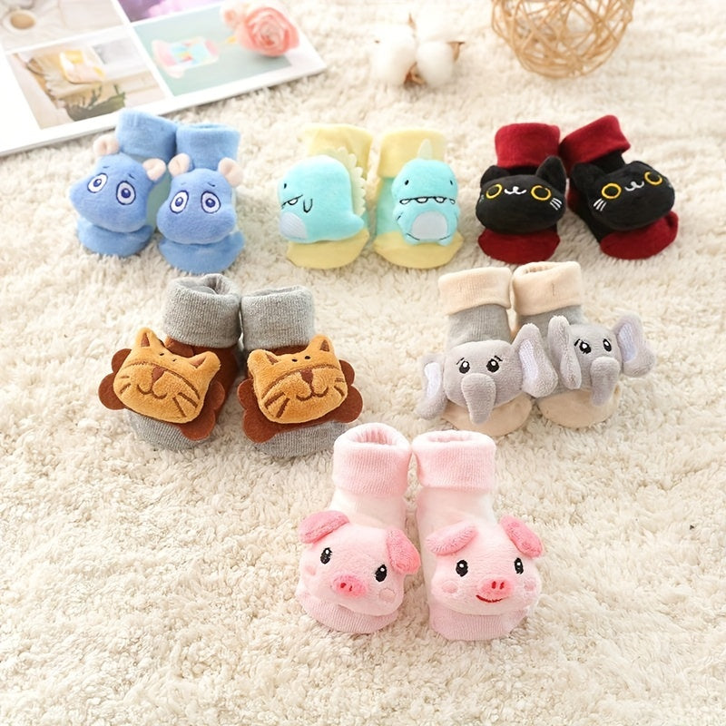 2pairs Baby Boys Cartoon Animal Casual Floor Socks First Walking Shoes