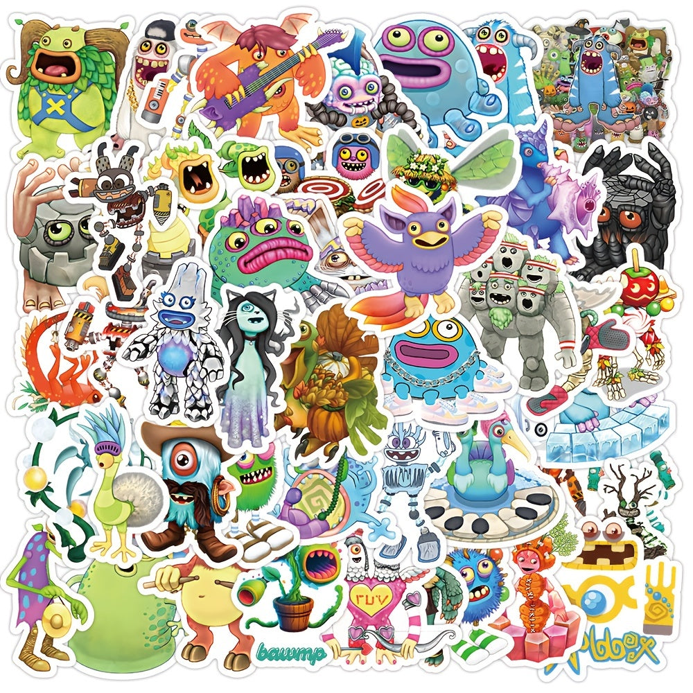 50pcs Monster Stickers For Kids Boys Girls Water Bottle Cartoon Waterproof Vinyl