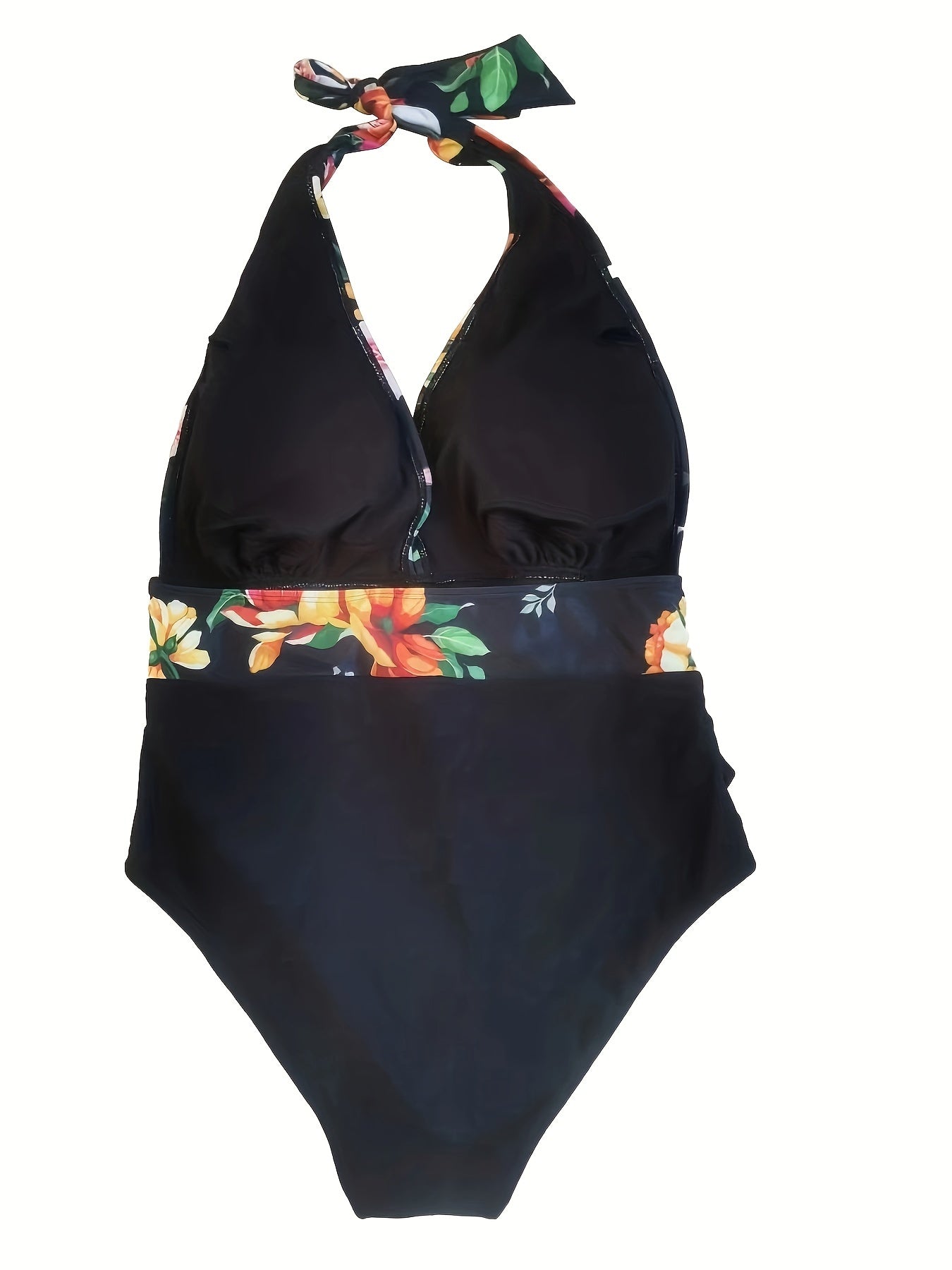 Vacay Swimsuit Women's Plus Floral Print Halter One Piece Bathing Suit