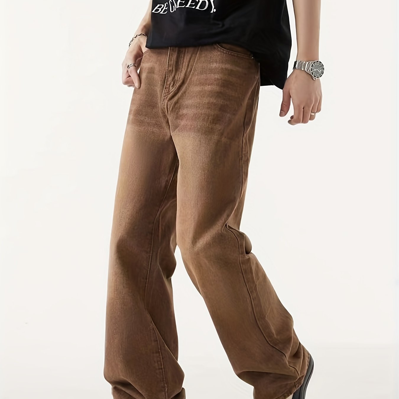Y2k Vintage Straight Leg Jeans Men's Washed Denim Pants