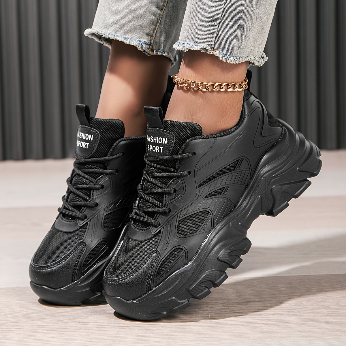 Women's Casual Sports Front Strap Dad Shoes Lightweight High Sports Shoe