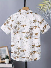 Coconut Tree Boys Full Print Casual Shirt Summer Outdoor