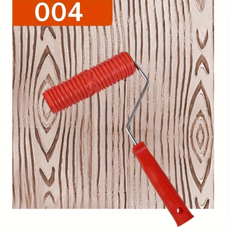 Rubber Wood Grain Pattern Paint Roller DIY Texture Pigment Printing Wall Roller
