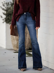 Flared Leg Denim Trousers for Women
