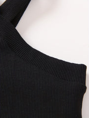 Baby Girls Ribbed Knit Halter Top Crop Vest for 0-3 Years