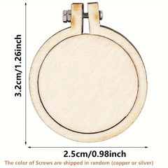 10pcs Mini Wood Hoop Ring DIY Pendant Embroidery Frame