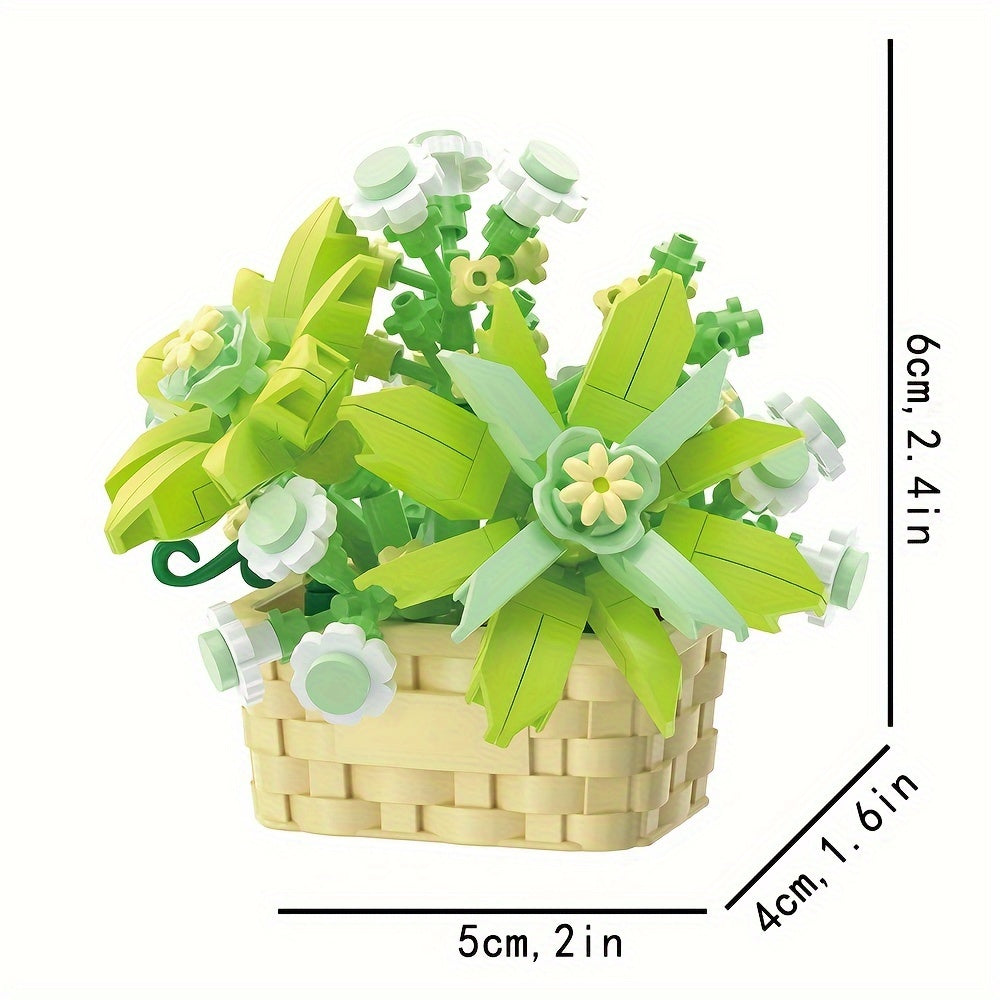 Flower Basket Bricks Toy, Various Flowers Models Building Blocks Toys