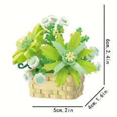 Flower Basket Bricks Toy, Various Flowers Models Building Blocks Toys