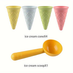 Kids' Playhouse Toy Beach Ice Cream Cone and Spoon Set Sand Toy