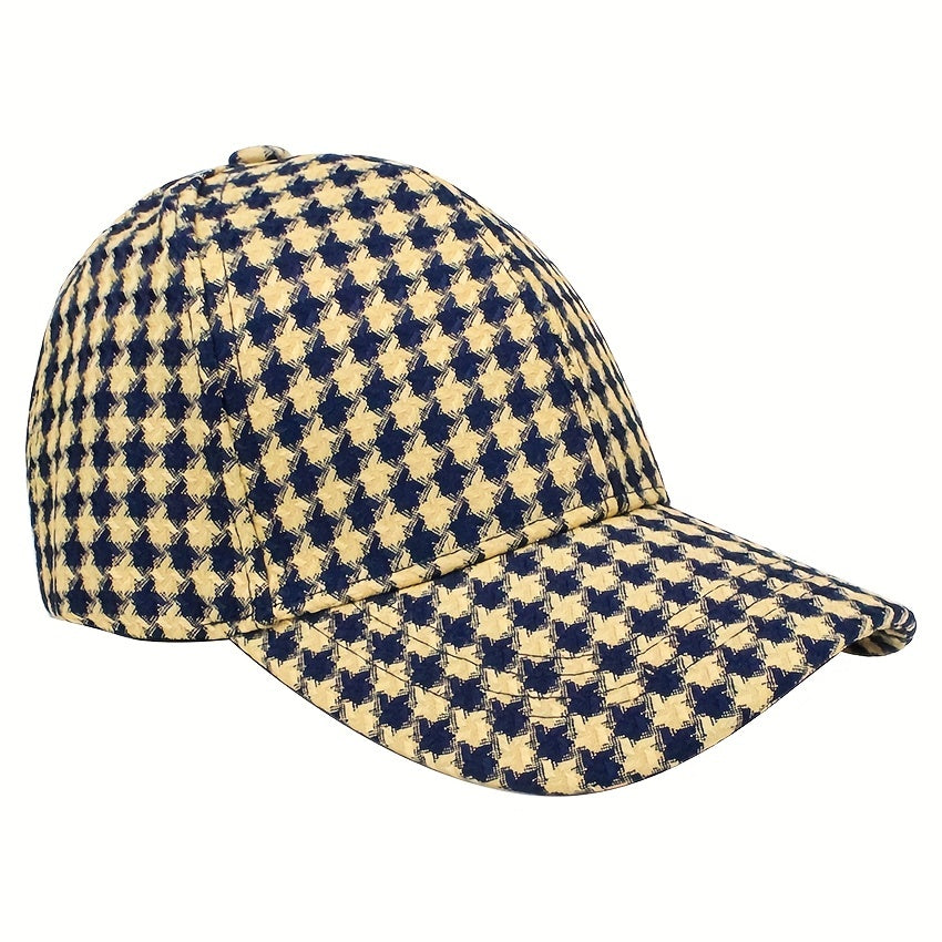 Grid Baseball Cap Outdoor Sun Cap for Men and Women