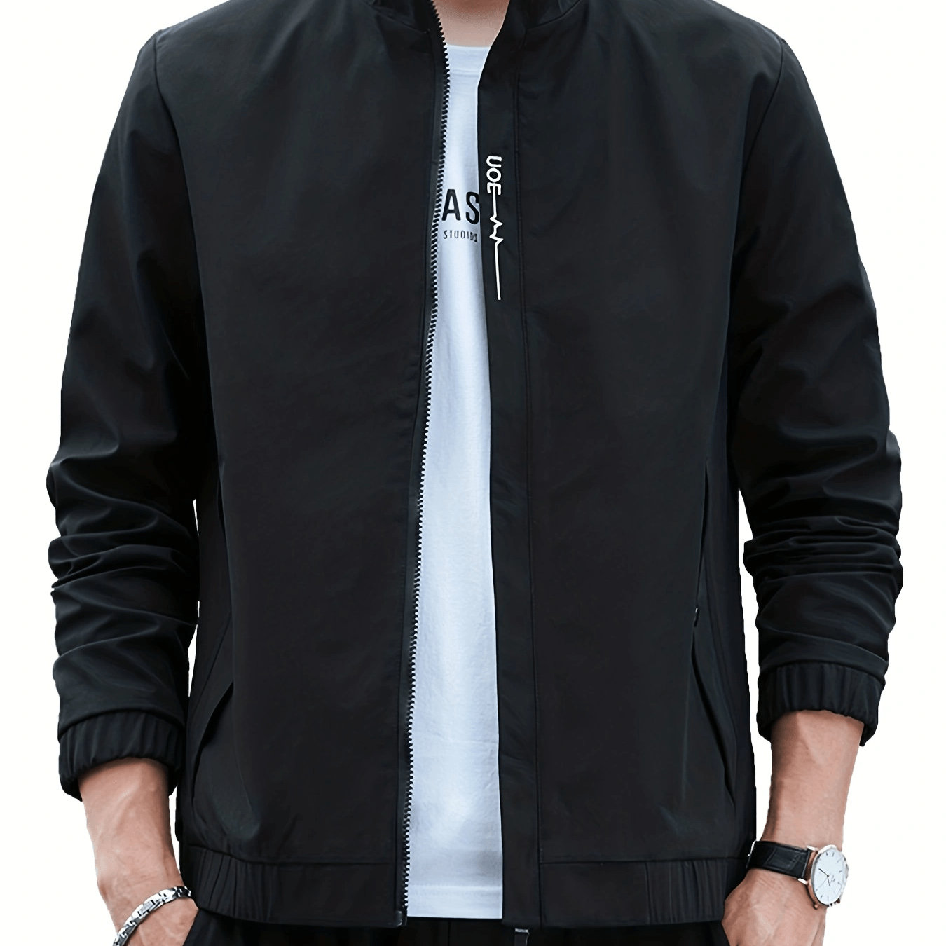 Men's Lightweight Stand Collar Windbreaker Jacket