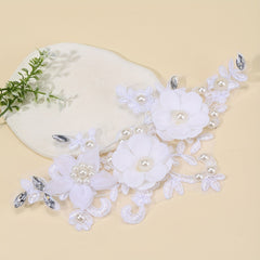 Lace Floral Faux Pearl Head Piece Bridal Wedding Hair Accessories Jewelry