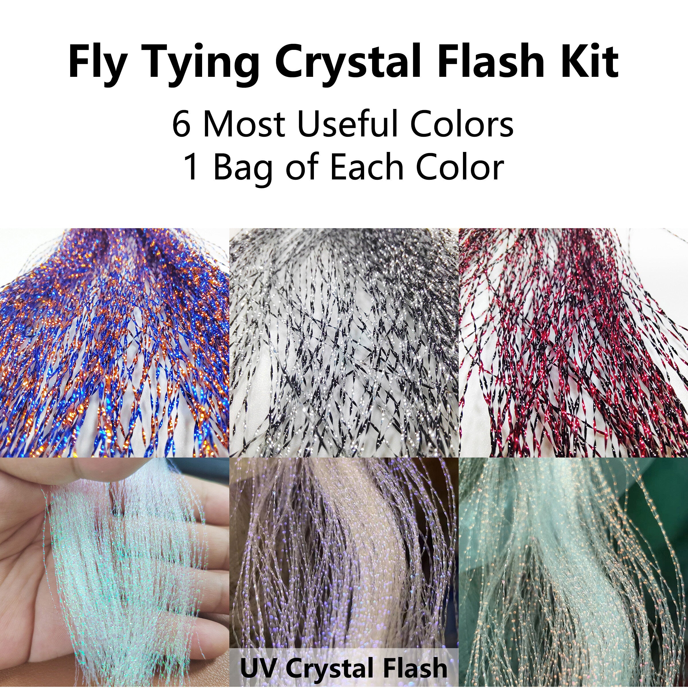 6 Bags Colorful Flies Tying Materials Supplies