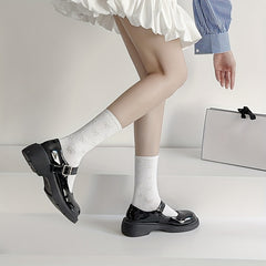 Bow Textured Socks Comfy & Lolita All match Socks Women's Stockings
