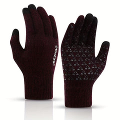 2 Pairs Knitted Gloves Plus Velvet Thickened Touch Screen Winter Outdoor
