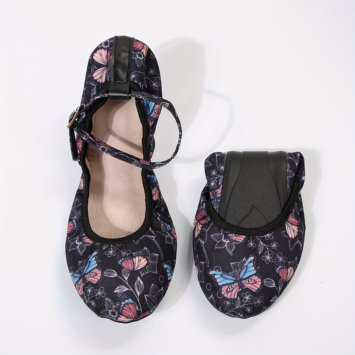 Women's Butterfly Ballet Shoes Buckle Strap Flat Lightweight Dancing Shoes