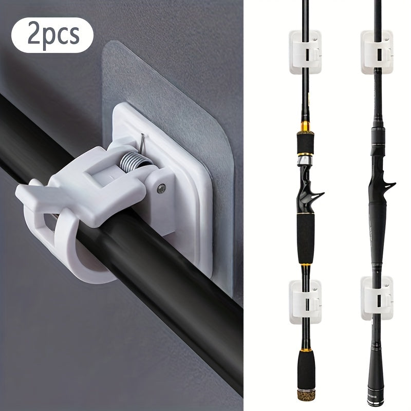 2pcs Punch Fishing Rod Holder Adhesive Hook For Home Decor