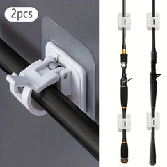 2pcs Punch Fishing Rod Holder Adhesive Hook For Home Decor