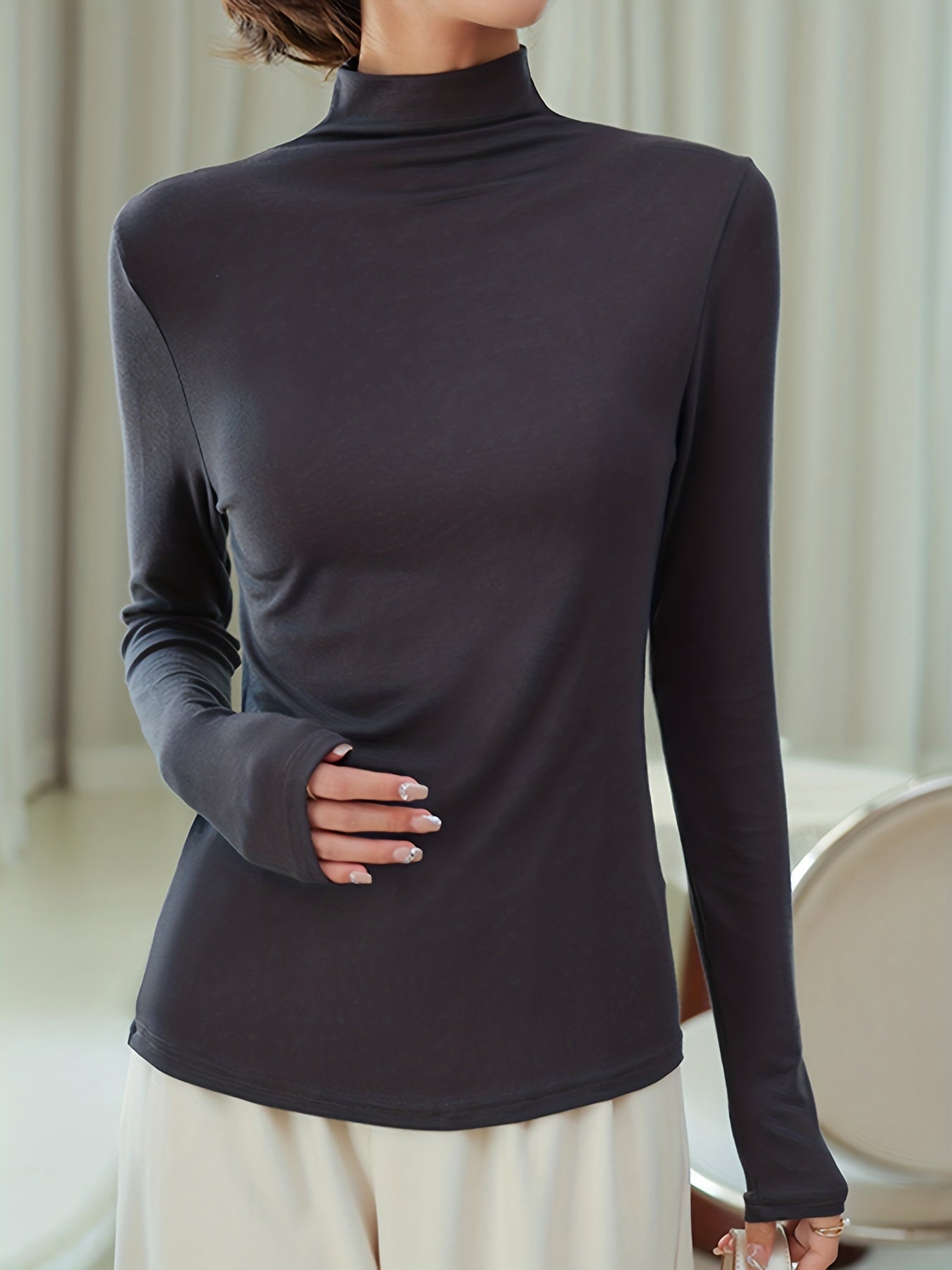 Women's Turtleneck Thermal Underwear Long Sleeve Slim Fit Top