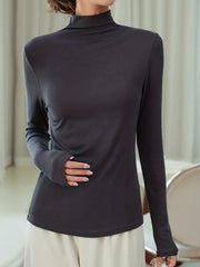 Women's Turtleneck Thermal Underwear Long Sleeve Slim Fit Top