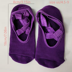 Women's Non Slip Yoga Socks with Cross Strap Grips
