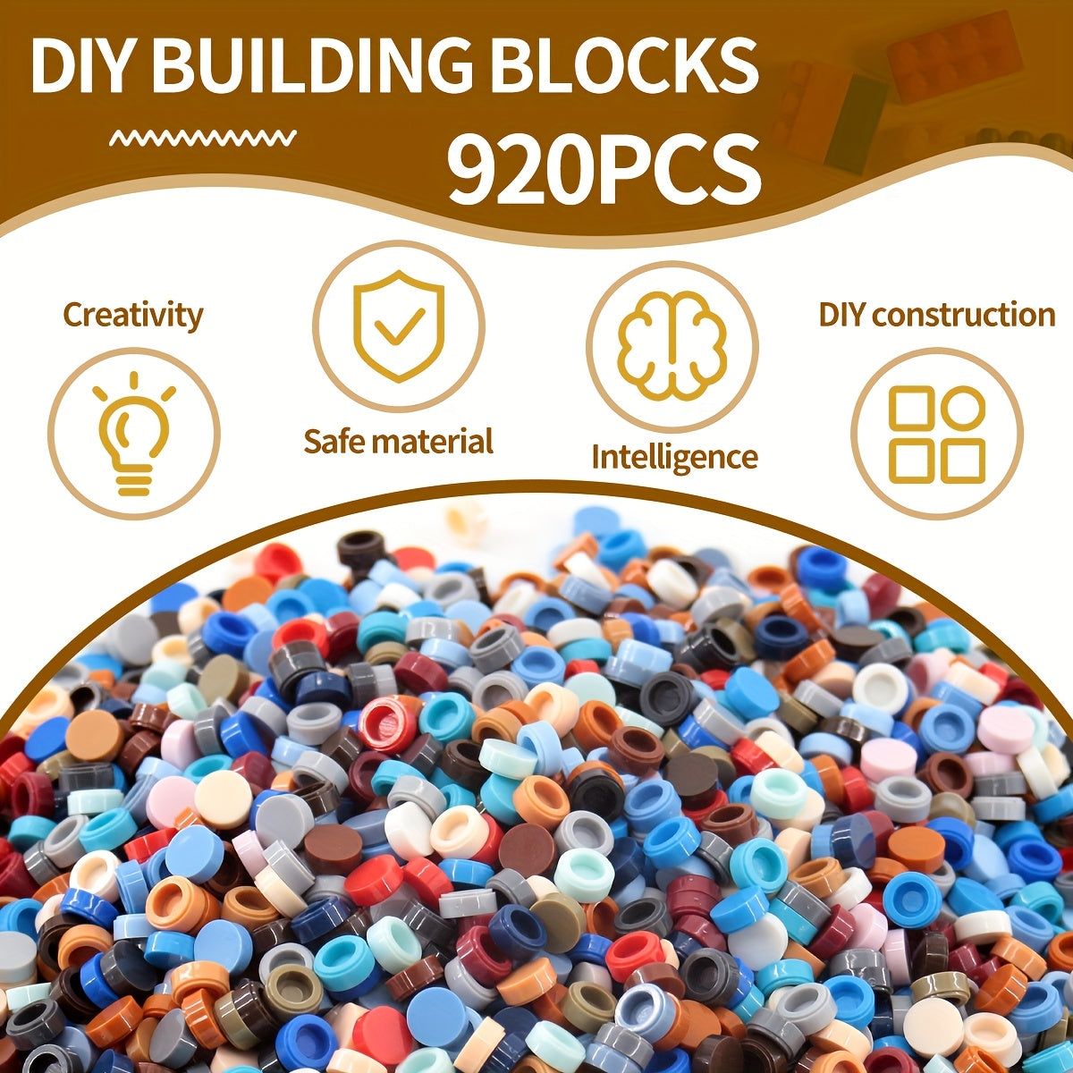 920pcs 1x1 Round Special Bricks Small Particle Mixed Loose Brick Accessories