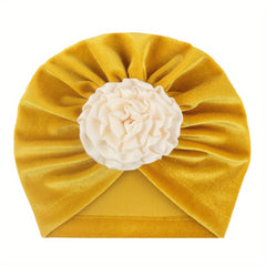 Velvet Flower Baby Warm Turban Hat 0-3 Years