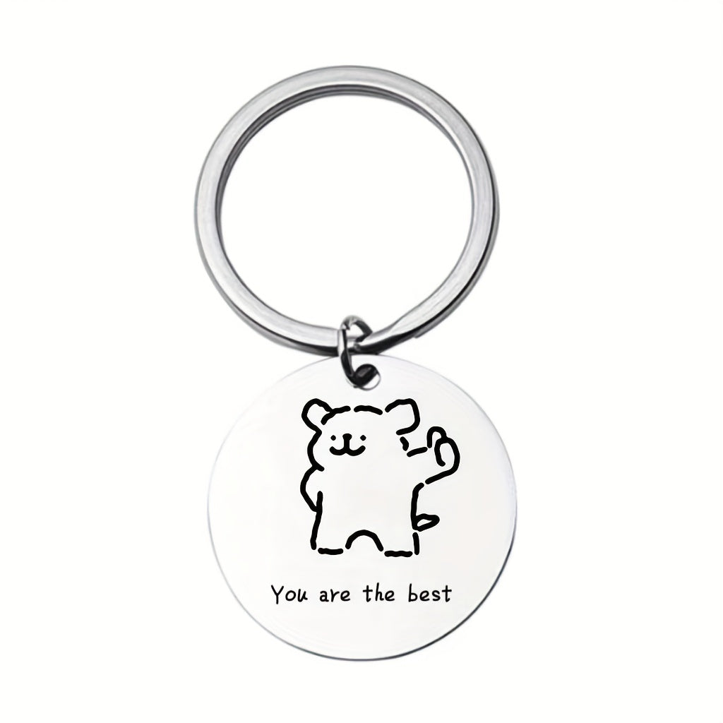Line Puppy Stainless Steel Keychain For Boys