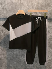 Boys Contrast 2pc Set T-shirt & Pants Casual Sports Clothes