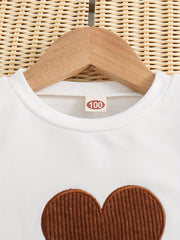 Girl's Corduroy 3pcs Heart Pattern Set Casual Outfits Spring Autumn