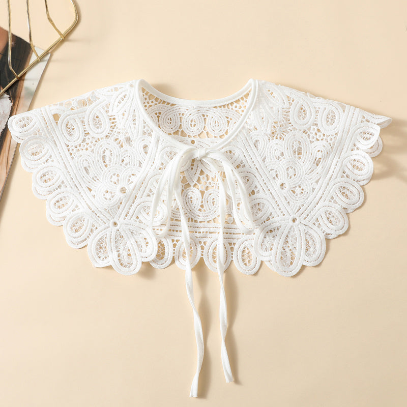 Milk Embroidered Shawl Large Lace Collar Women Accessory