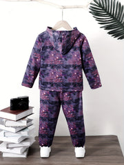 Boys' Galaxy Tiger Pattern Hooded Sweatshirt & Pants Set