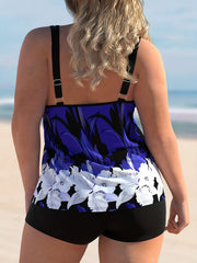 Women's Plus Size Tankini Set Floral Print Cami Top & Shorts Swimsuit
