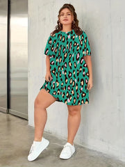Leopard Print Casual Loungewear Dress