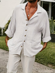 Men's Long Sleeve Retro Shirt Button Up Casual Beach Tops Party Dress