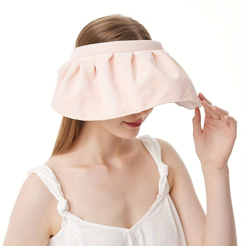 Pink Shell Visor Hat UV Protection Sun Hat Foldable Headband For Summer
