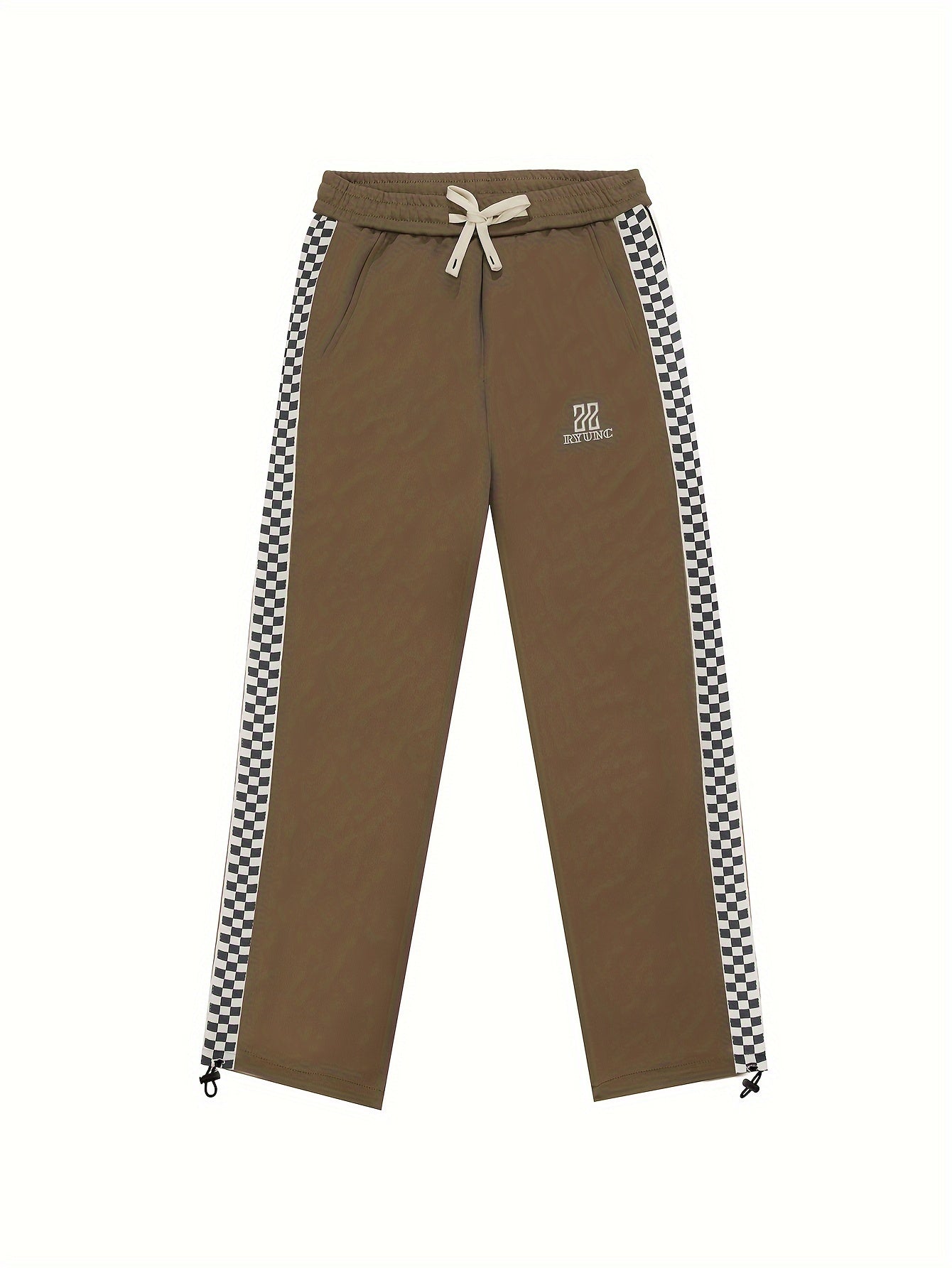 Men's Checkered Pattern Joggers Slim Fit Active Bottom