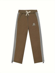 Men's Checkered Pattern Joggers Slim Fit Active Bottom