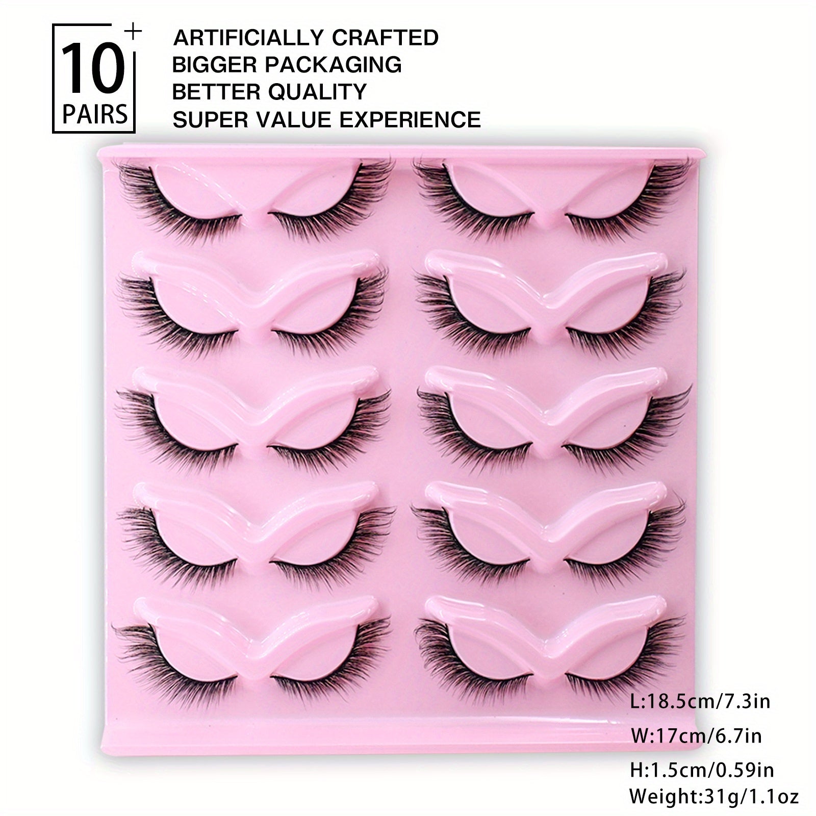 3D Fluffy Fox Eye Lashes Natural Thick Faux Mink False Eyelashes 16mm Winged End