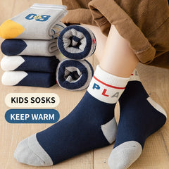 5 Pairs Kids' Thick Outdoor Sports Socks, Random Colors