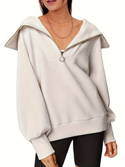 Casual Quarter Zip Pullover Sweatshirt for Women