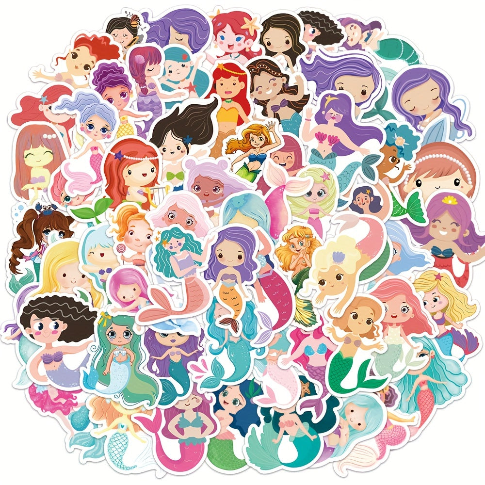 60pcs Cartoon Mermaid Stickers Waterproof Vinyl Decals