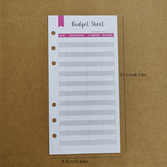 12pcs 6 Hole Budget Envelope Cash Card Set A6 Loose Leaf Replacement Core