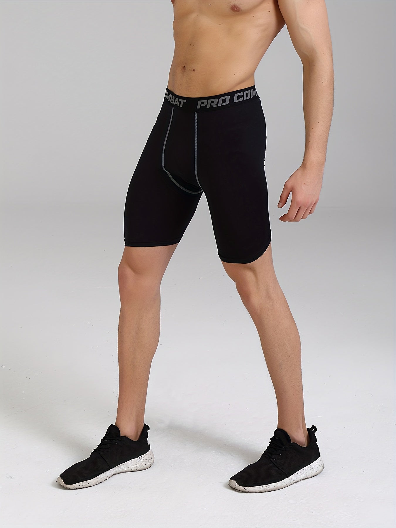 Men's Letters Pattern Compression Shorts for Outdoor Fitness
