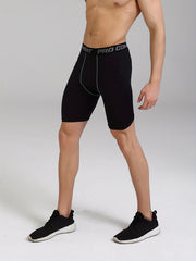 Men's Letters Pattern Compression Shorts for Outdoor Fitness