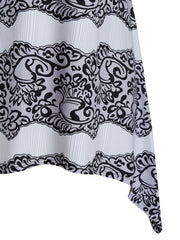 Paisley Print Tank Top Plus Size High Stretch Casual Round Neck Irregular Trim