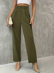 High Waist Solid Tailored Pants Ruched Versatile Pants