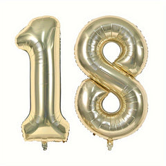 2pcs Golden Number Balloons 101 6 Cm Light Golden Aluminum Foil