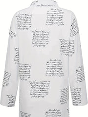 Women's Letter Print Long Sleeve Casual Blouse
